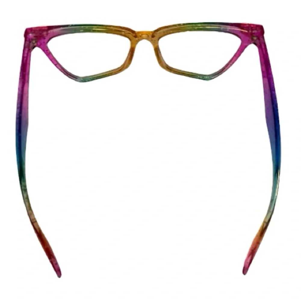 ✨ Rainbow Glitter Cat-Eye Glasses – Prescription Ready & Blue-Light Blocking